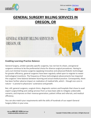 GENERAL SURGERY BILLING SERVICES IN OREGON, OR