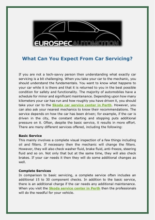 What Can You Expect From Car Servicing
