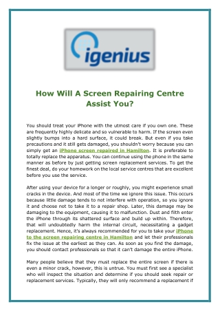 How Will A Screen Repairing Centre Assist You