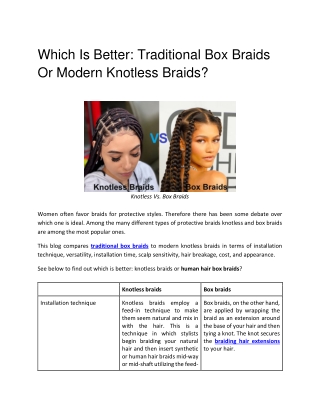 Difference between knotless braids and box braids