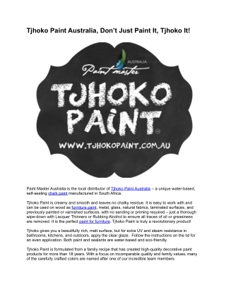 Tjhoko Paint Australia, Don’t Just Paint It, Tjhoko It
