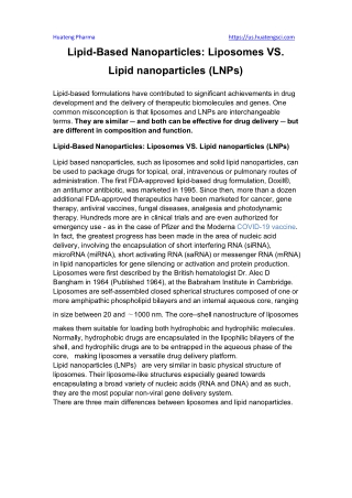 Lipid-Based Nanoparticles Liposomes VS. Lipid nanoparticles (LNPs)