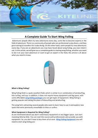 A Complete Guide To Start Wing Foiling