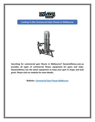 Looking To But Commercial Gym Fitouts In Melbourne