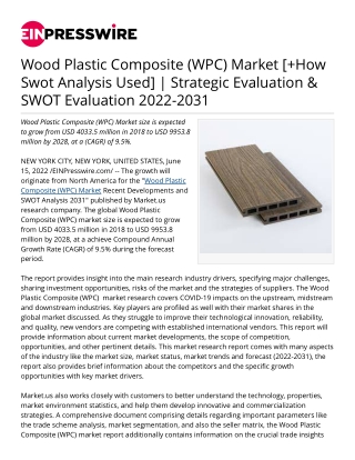 Wood Plastic Composite Wpc Market How Swot Analysis Used Strategic Evaluation