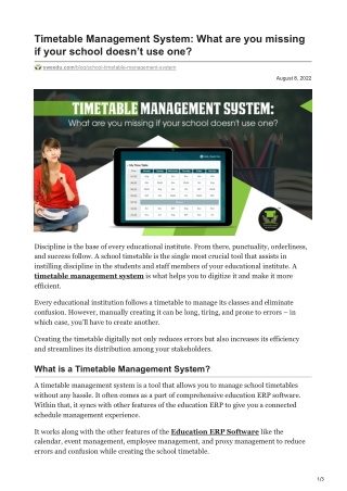 sweedu.com-Timetable Management System What are you missing if your school doesnt use one