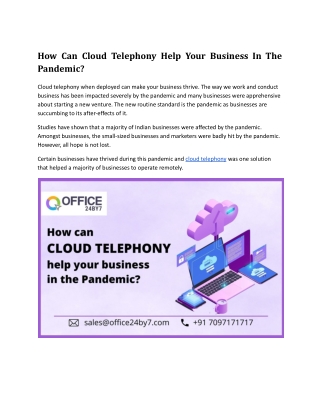 How Can Cloud Telephony Help Your Business In The Pandemic