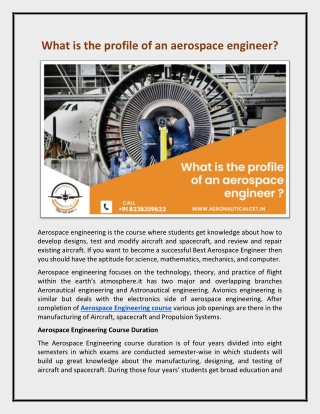 What is the profile of an aerospace engineer