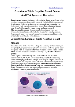 Overview of Triple Negative Breast Cancer And FDA Approved Therapies