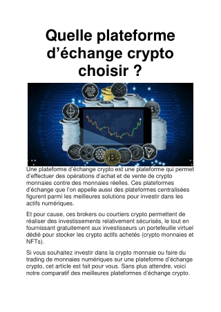 Plateforme d’échange crypto : guide pour choisir
