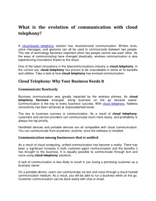 What is the evolution of communication with cloud telephony