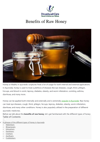 Benefits of Raw Honey