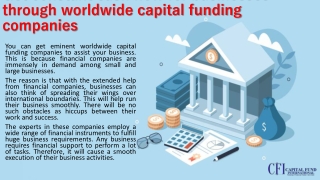 Worldwide capital funding