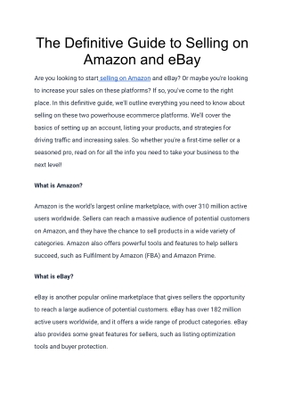 The Definitive Guide to Selling on Amazon and eBay