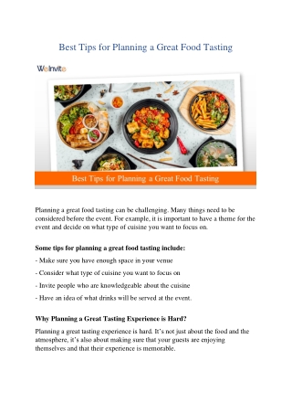 Useful Tips for planning a great food tasting