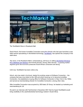 The TechMarkit Store in Rosebank Mall