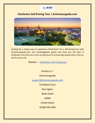 Charleston Self Driving Tour  Actiontourguide
