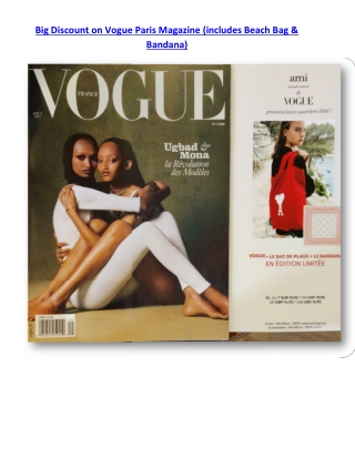 Big Discount on Vogue Paris Magazine (includes Beach Bag & Bandana)