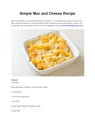 Simple Mac and Cheese Recipe - Chenab Gourmet