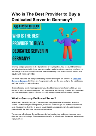 Who is The Best Provider to Buy a Dedicated Server in Germany_