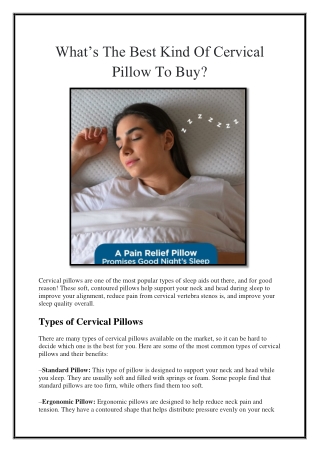 What’s The Best Kind Of Cervical Pillow To Buy