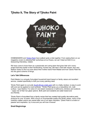 Tjhoko It, The Story of Tjhoko Paint