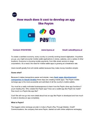 How much does it cost to develop an app like Paytm