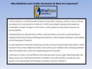 Why Mediation and Conflict Resolution At Work Are Important