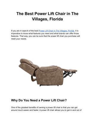 The Best Power Lift Chair in The Villages, Florida