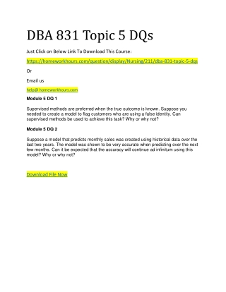 DBA 831 Topic 5 DQs