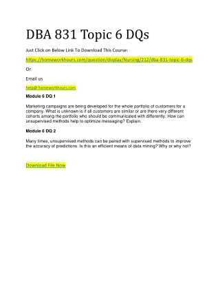 DBA 831 Topic 6 DQs