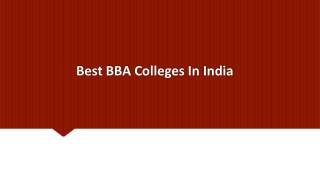 Best BBA Colleges In India