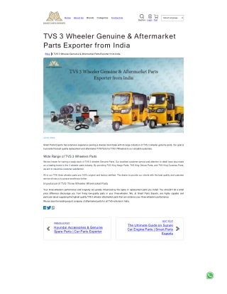 TVS 3 Wheeler Genuine & Aftermarket Parts Exporter from India