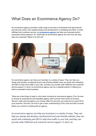 What Does an Ecommerce Agency Do