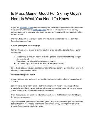 Is Mass Gainer Good For Skinny Guys? Here Is What You Need To Know