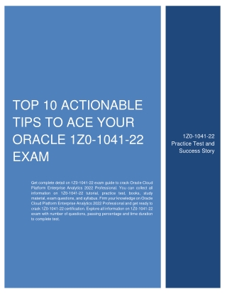 Top 10 Actionable Tips to Ace Your Oracle 1Z0-1041-22 Exam