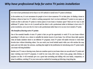 Why have professional help for extra TV points installation