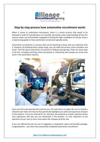 Step by step process how automotive recruitment works