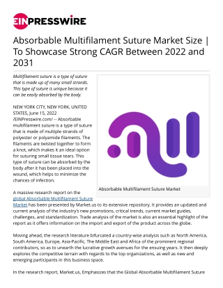 Absorbable Multifilament Suture Market Size