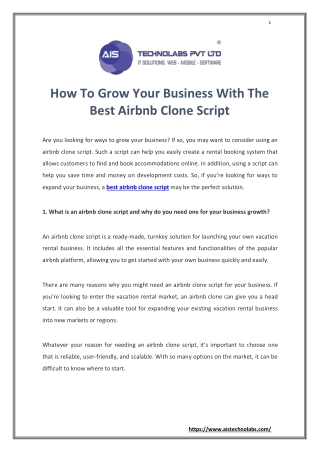 How To Grow Your Business With The Best Airbnb Clone Script