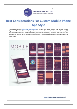 Best Considerations For Custom Mobile Phone App Style