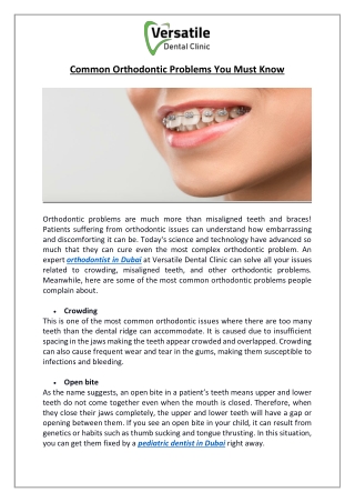 Common Orthodontic Problems You Must Know