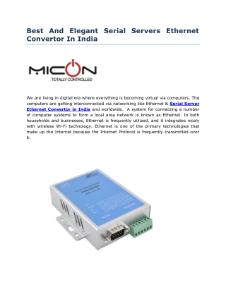 Best And Elegant Serial Servers Ethernet Convertor In India