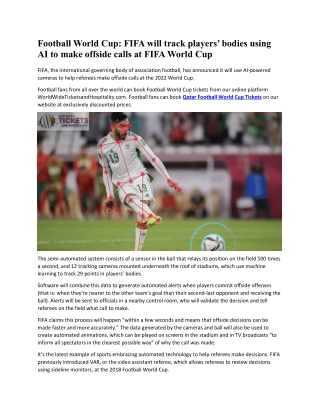 Football World Cup FIFA will track players’ bodies using AI to make offside calls at FIFA World Cup