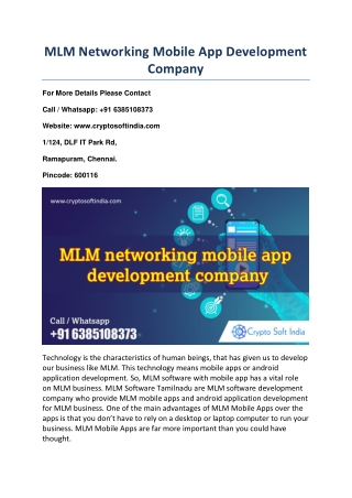 MLM Networking Mobile App Development Company