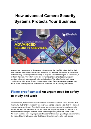 How advanced Camera Security Systems Protects Your Business