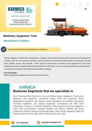 Best Construction Machinery And Equipments Suppliers