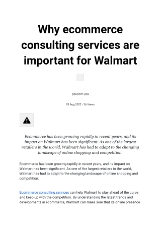 Why ecommerce consulting services are important for Walmart