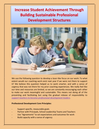 Increase Student Achievement Through Building Sustainable Professional Development Structures