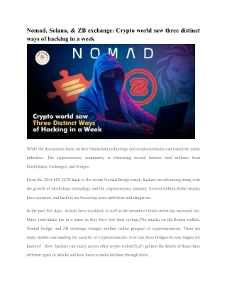 Nomad, Solana, & ZB exchange Crypto world saw three distinct ways of hacking in a week (2)